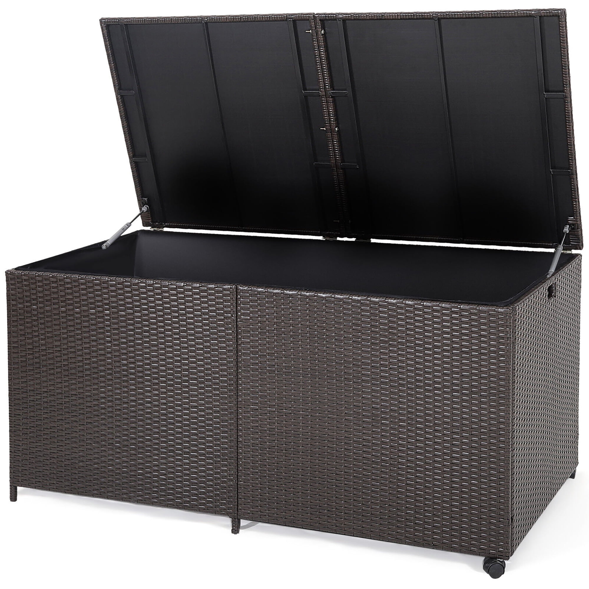 ガーデニングBOX Gymax Large Outdoor Patio 175 Gallon Rattan Wicker Deck Storage