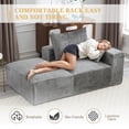 thumbnail image 4 of Sectional Double Lounge Chaise with Chenille Sofa Bed, Fluffy Modern Sleeper Loveseat Chair for Indoor Living Room Bedroom Reading, No Assembly Required (Gray), 4 of 9
