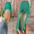 thumbnail image 5 of UDAUDU Women's Knit Ballet Flats Breathable Slip On Shoes Square Toe Business Casual Flats Comfortable Dressy Walking Shoes Green 7 Wide, 5 of 5
