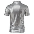 thumbnail image 4 of YYDGH Men's Short Sleeve Collared Metallic Shirts Lapel V-Neck Reflective Sequin Shiny Disco Tops, 4 of 9
