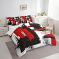 thumbnail image 3 of Erosebridal Graffiti Geometric Circle Bedding King Size,Modern Aesthetic Art Comforter Sets with Sheets,Red Black White Bedding Sets King Size,Breathable Room Decoration Reversible,7pcs, 3 of 7