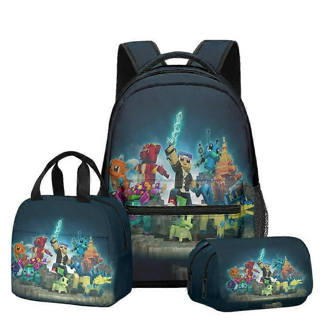 Backpack Set for Students with Double Layer Pencil Case and Lunch Bag, 24 Styles, Waterproof School Supplies