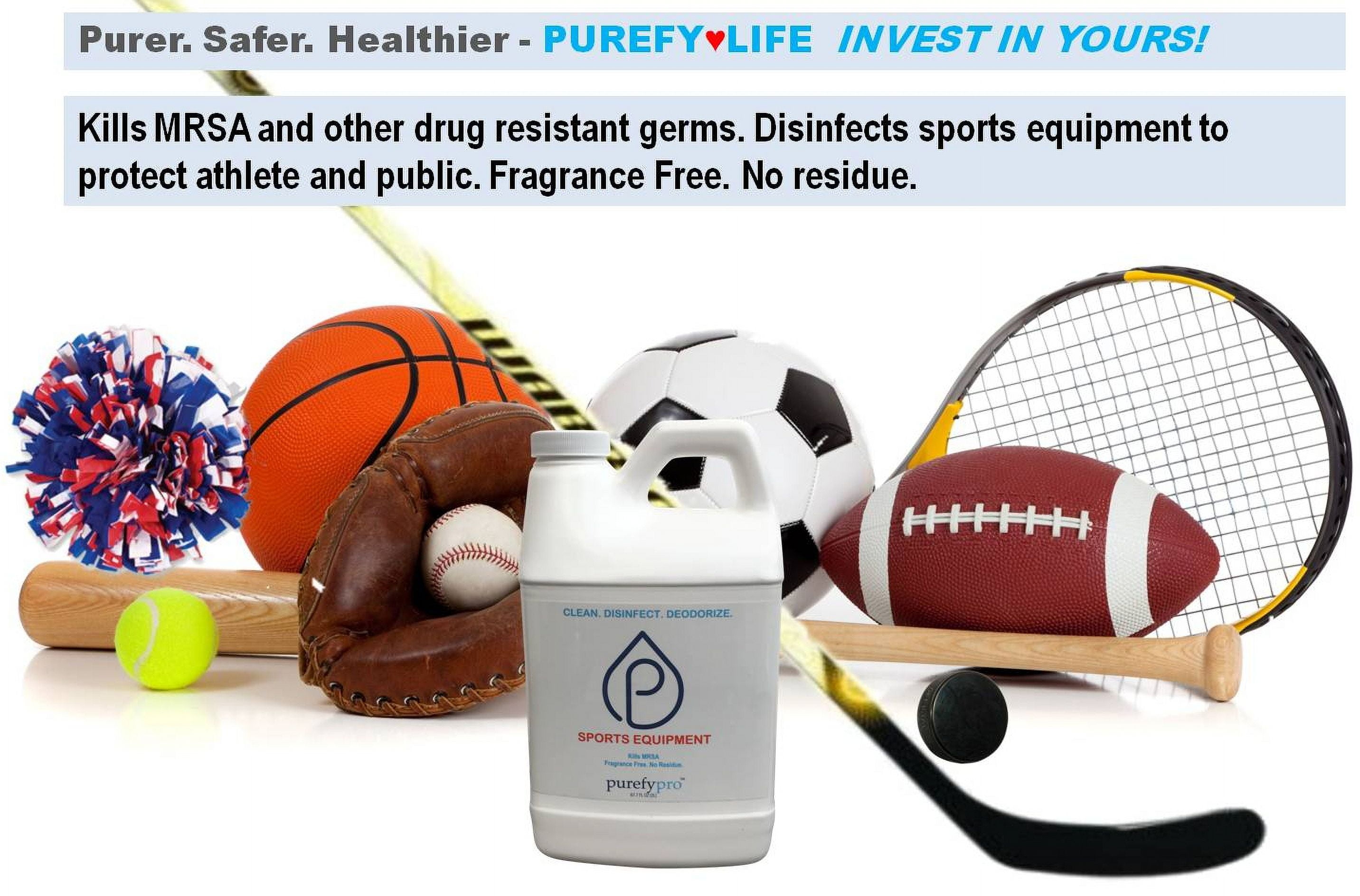 Purefypro Sports Disinfectant Spray - (68oz) Kills 99.9999% MRSA, HIV, Athlete Foot Fungus, Virus and Fungi. No Rinse, No Residue. Great For Sports Pads, Yoga Mats, Shoes, Boxing Gloves