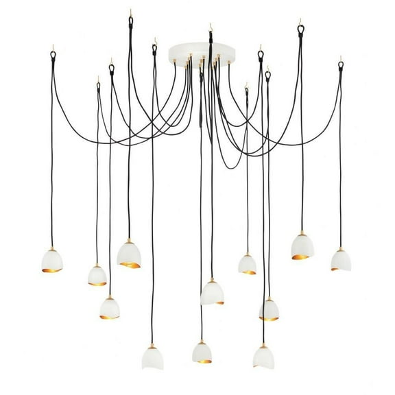 12 Light Large Multi-Tier Chandelier in Modern-Glam Style 18.5 inches Wide By 73 inches High-Shell White Finish Bailey Street Home 81-Bel-2760492