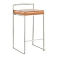 thumbnail image 2 of Fuji Contemporary Stackable Counter Stool In Stainless Steel With Camel Faux Leather Cushion - Set Of 2, 2 of 7