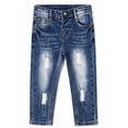 thumbnail image 1 of KIDSCOOL SPACE Baby Boys Little Kid Elastic Ripped Jean StoneWashed Pants,Blue,9-12 Months, 1 of 6