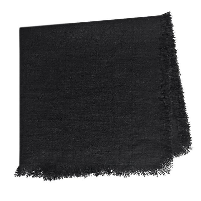 Xiao Hua Servilletas de tela con borlas, juego de 4, negras, 45x45 cm - Servilletas de tela para cena, servilleta de algodón y lino, servilleta de tela para comer, adecuada para múltiples ocasiones.
