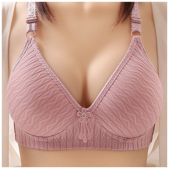 Fsqjgq Bras for Women Plus Size Middle Aged Elderly Comfort Underwear Front Closure Nursing Bra Seamless Wireless Push Up Bras Bralettes Tops Pink Size 38