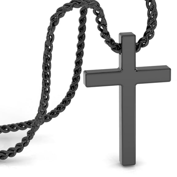 SERASAR Men's Stainless-Steel Necklace "Lord" with Pendant and Magnetic Closure, Black 50cm, incliding Gift box