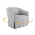 thumbnail image 5 of Swivel Barrel Chair, Linen Blend Single Sofa Chair with Pillow and Skirt, Round Accent Chair with Deep Seat and Metal Base, Leisure Club Chair for Living Room Bedroom Office, Beige, 5 of 9