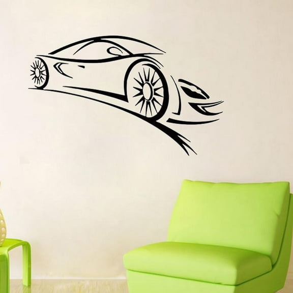 Sport Car Wall Sticker Home Decor Boys Room Decoration Kids Children Room Wall Decals Vinyl Nursery Wall Art Murals Wallpaper 43x24cm