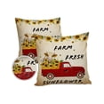 thumbnail image 2 of Outdoor Throw Pillow Cover Farmhouse Sunflowes Cow on Car Waterproof Cushion Covers 2 Pack Old Newspaper Texture Pillow Cases Home Decoration for Patio Garden Couch Sofa, 2 of 7