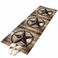 thumbnail image 2 of Country Star Washable Area Rug 2 x 6 ft Farmhouse Star Brown Beige Wood Grain, Soft Non Slip Rugs Stain Repellent Indoor Felt Carpet for Living Dining Room Bedroom Home Office, 2 of 9