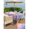 thumbnail image 4 of Outdoor Tablecloth with Umbrella Hole and Zipper, Spring Floral Rectangle Table Cloth 60x102 Inch Waterproof Tablecloth, Purple Pink Blue Flower Botanical Ombre Picnic Table Cover for Patio Camping, 4 of 7