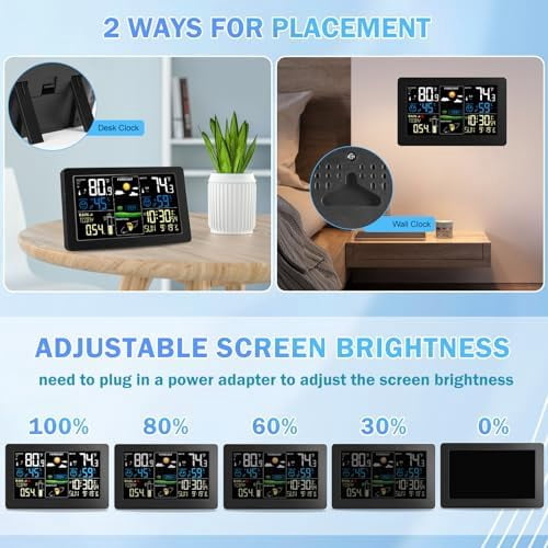 Digital Rain Gauge and Weather Station, Wireless Rain Gauge Outdoor, Home Weather Stations Wireless Indoor Outdoor with Thermometer, Barometer, Hygrometer, Atomic Clock, Weather Forecast and Alerts