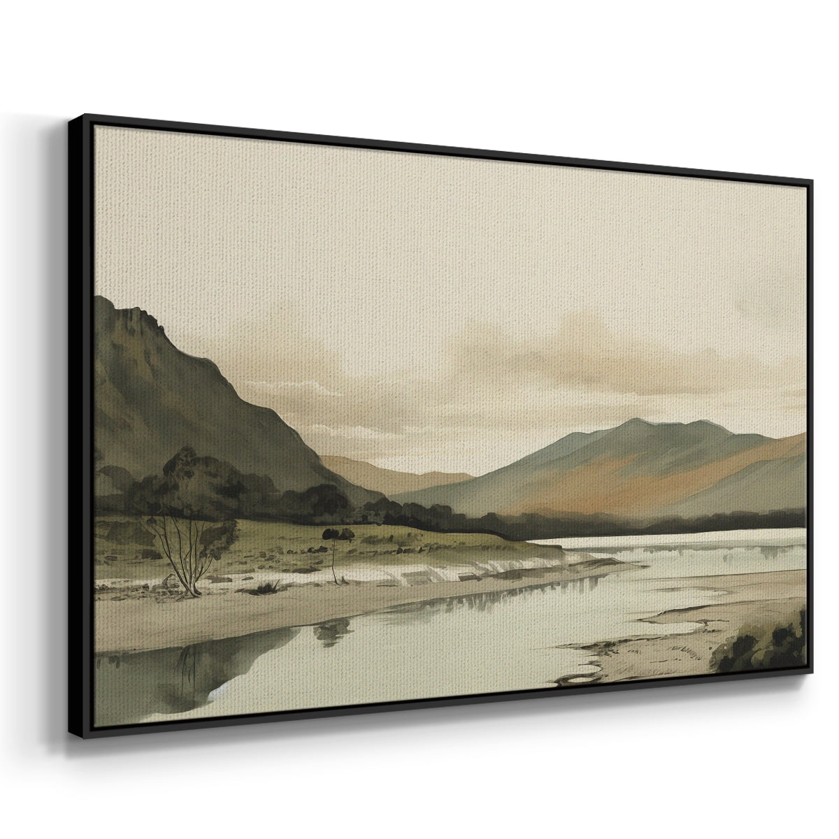 Vintage Landscape-XX By Wexford Home Framed in Black Wood Gallery Wrapped Canvas 25 in. x 37 in.