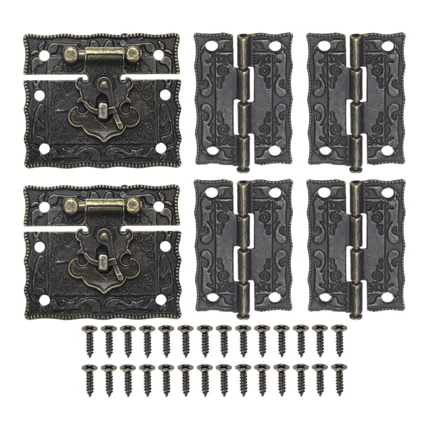 Uxcell 2-Pack Bisagras de Puerta Pequeñas, 2in (51mm) Bisagras Mini de Aleación para Plegar con Gancho de Pestillo; Tornillo para Caja de Joyas
