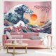 thumbnail image 4 of Tapiz japonés con ondas oceánicas, decoración de pared, árbol de cerezo en flor, telón de fondo, tapiz para colgar en la pared, tapiz Kanagawa para fiesta japonesa, decoración del hogar, 4 of 5