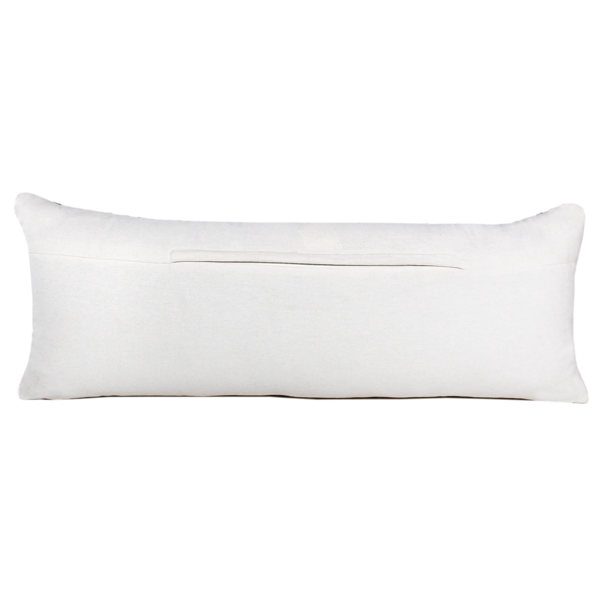 Laddha Home Designs Handwoven Geometric Diamond Lumbar Pillow Cover - 36" - White and Black
