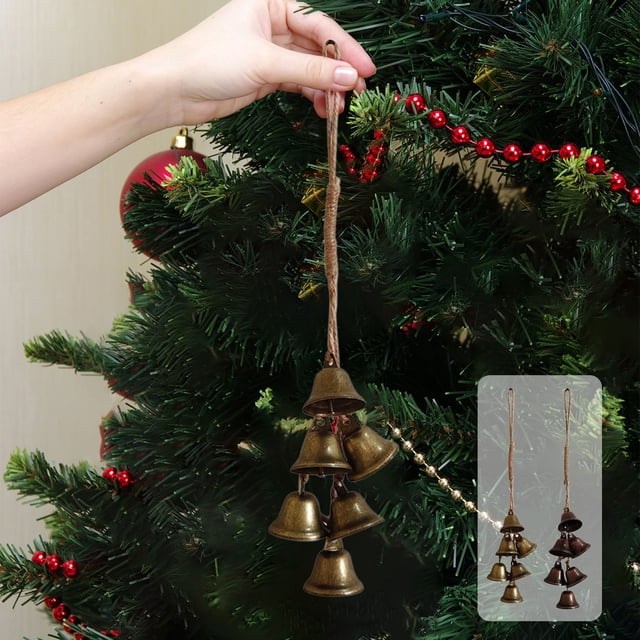 Colgante Navideño de Pared con Campanillas de Viento para Manijas de Puertas | Cobre | B-Ronze | 35 Cm | Decoración Navideña