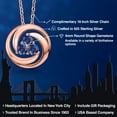 thumbnail image 2 of Gem Stone King 18K Rose Gold Plated Silver Round Blue Created Sapphire 3 Stone Circle Pendant Necklace for Women (0.75 Cttw, Gemstone September Birthstone, With 18 inch Chain), 2 of 6