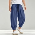 thumbnail image 2 of JIAYUE Boys Harem Pants Lightweight Elastic Drawstring Waist Loose Solid Color Jogger Trousers For Vacation Trip, 2 of 6