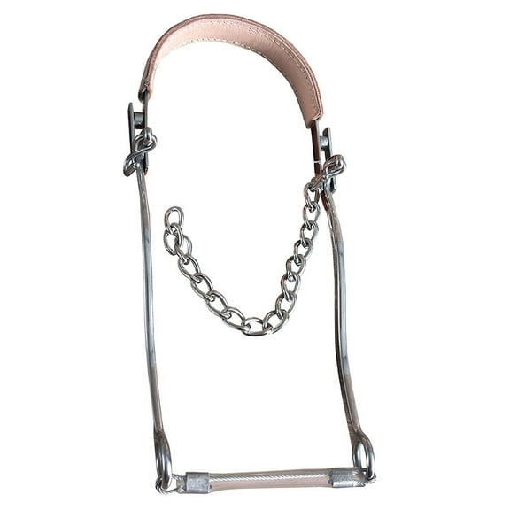 Hilason Western Leather Band Horse Mouth Steel Hackamore Bit W/ Curb Chain