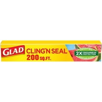 Glad Cling N Seal Plastic Food Wrap, 200 sq ft Roll
