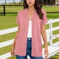 thumbnail image 4 of Hvyesh Women Plus Size Lightweight Cardigan Short Sleeve Open Front Casual Summer Kimonos Cardigans with Pockets, 4 of 8