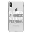 thumbnail image 1 of DistinctInk Clear Shockproof Hybrid Case for iPhone XR (6.1" Screen) - TPU Bumper Acrylic Back Tempered Glass Screen Protector - In Riding a Horse, We Borrow Freedom, 1 of 5