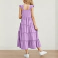 thumbnail image 6 of Mgmyaa Girl's Summer Dresses Ruffle Sleeve Tiered Swing Midi Casual A-Line Twirly School Sundress Size 3-13 Years, 6 of 6