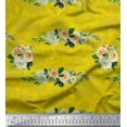 thumbnail image 1 of Soimoi Yellow Cotton Cambric Fabric Leaves & Peony Floral Print Fabric by the Yard 56 Inch Wide, 1 of 3