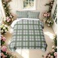 thumbnail image 2 of Manfei Green White Plaid Twin Quilt Set,Vintage Check Twin Coverlet Set,2 Pieces,1 Bedspread and 1 Pillowcase, 2 of 7