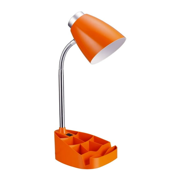 Lampe de bureau organisateur feux de la rampe à col de cygne avec support pour tablette d'iPad Porte-livre, orange