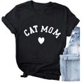 thumbnail image 1 of YourTops Maman de Chien Cat Mom T-Shirt Femme T-Shirt Graphique (US S, 1-Black Cat Mom), 1 of 2
