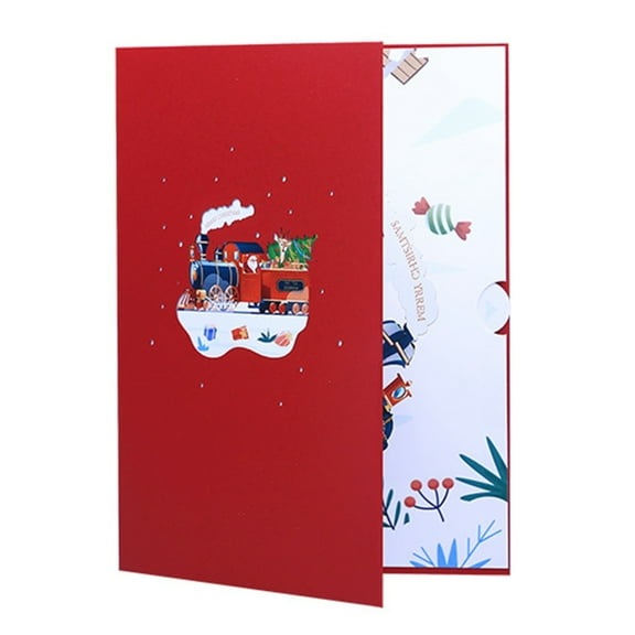 ZPAQI Elegant 3D Christmas Train Greeting Card Artistic Designed Card for Wishes