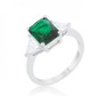 thumbnail image 1 of Icon Bijoux R08451R-C40-09 Classic Rhodium Engagement Ring, Emerald - Size 9, 1 of 1