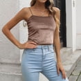 thumbnail image 4 of Playeras,Blusas y Tops,Ropa para Mujer Tallas grandes Camiseta sin mangas pequeña Retro de estilo corto de terciopelo para mujer (Khaki, S), 4 of 7
