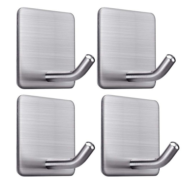 Ganchos resistentes autoadhesivos impermeables de acero inoxidable 4 paquetes brillar Electrónica