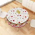 thumbnail image 6 of Christmas Round Tablecloth 60 Inch,Holly Garland Print,Stain‑Resistant Table Cover For Dining Kitchen Indoor Outdoor Party Decor, 6 of 6