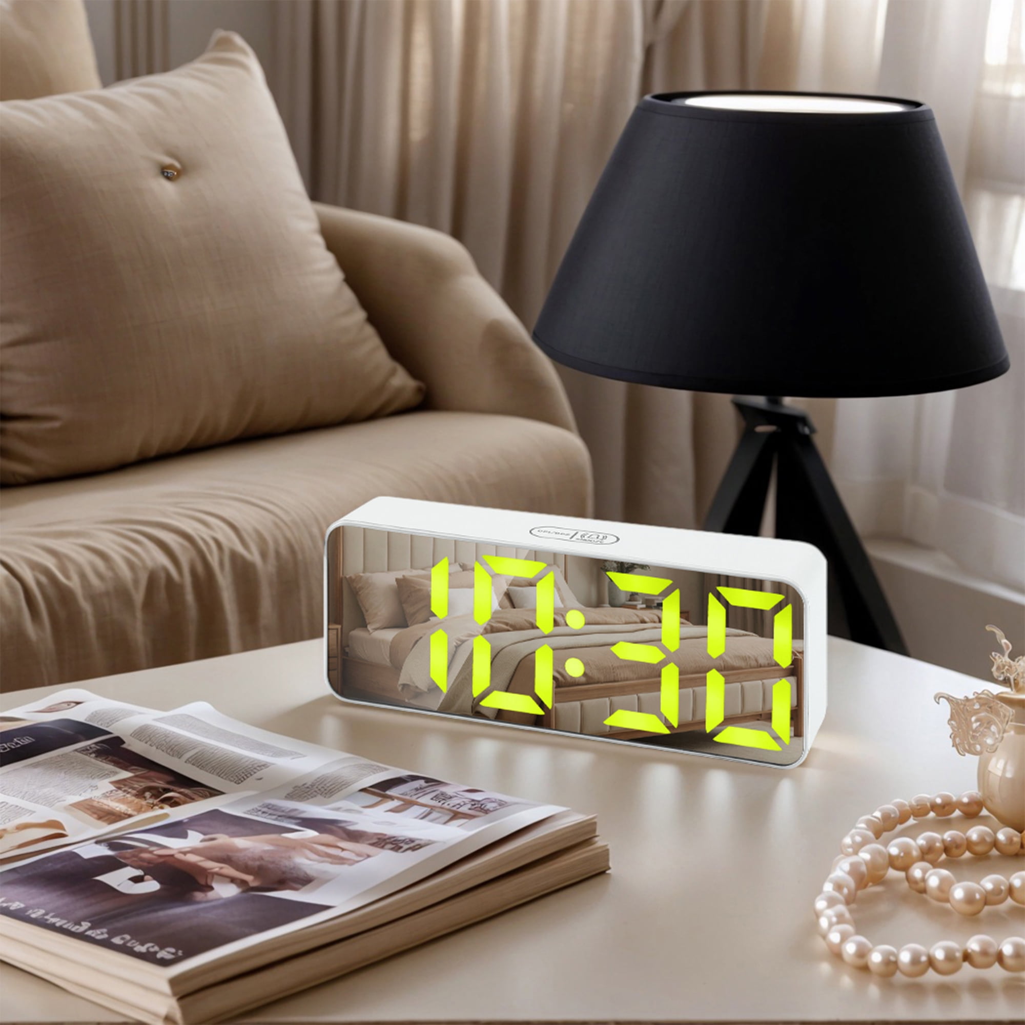 Unique Bargains Alarm Clock White Housing and White Light 5.5"L x 1.2"W x 2.2"H