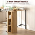 thumbnail image 4 of HOMCOM Table de Bar Tambour avec 3 Étagères de Rangement pour Salle à Manger Naturel, 4 of 10