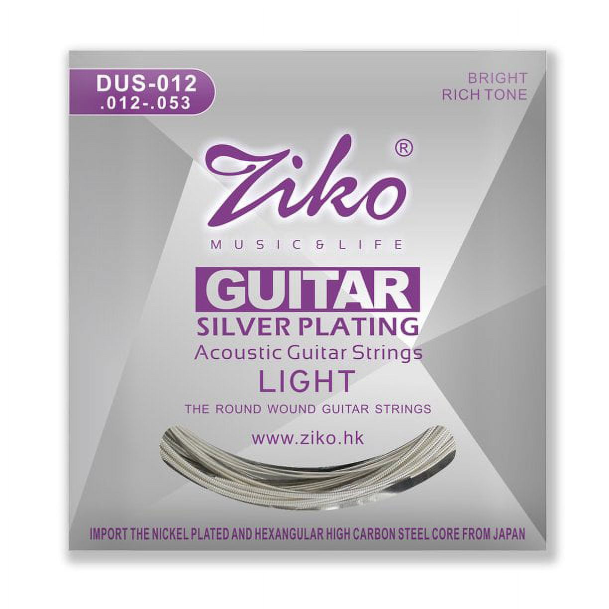 Ziko Acoustic Guitar Strings 12-53 Hex High Carbon Steel and Brass 9 Pack Set