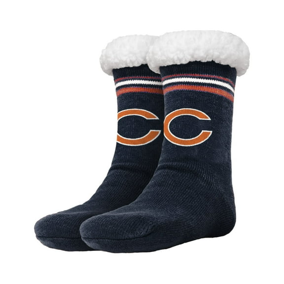 FOCO NFL Chicago Bears Solid Stripe Logo Footy Slippers Non-Skid Bottom