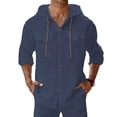 thumbnail image 2 of WIZUTIZ Linen Shirts for Men Long Sleeve Hooded Button Down Summer Casual Hawaiian Beach Wear Tops Lightweight Fashion Hoodies, 2 of 5