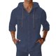 thumbnail image 2 of Ceisia Men's Regular Fit Cotton Linen Blend Hooded Roll-Tab 3/4 Sleeve Solid Color Casual Shirt Gifts, 2 of 9