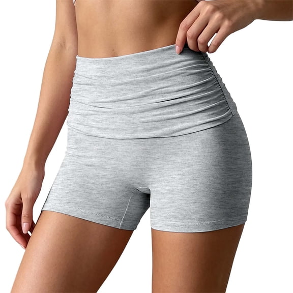 Kcolen Running Shorts Women,Ladies Plus Size Breathable Elastic Waist Workout Biker Shorts Solid Color High Waist Shorts