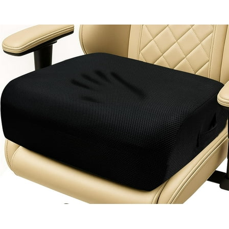 6" Extra Thick Memory Foam Office Chair Cushion – 2-Layer Booster Seat for Back & Tailbone Pain Relief, 18 x 16 x 6in Non-Slip Cushion with Carry Handle for Wheelchair, Car, and Airplane