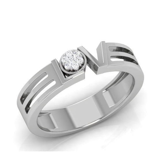 Auory LOVE Initial Silver Ring with Sparkling Moissanite Cluster Centerpiece for Women