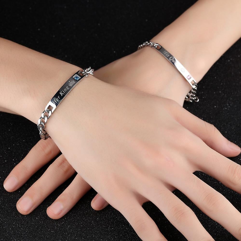 Unique Gift For Lover his Queen her King Couple Bracelet Stainless Steel Bracelet Women Men Jewelry Walmart